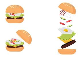 Ilustración de hamburguesa con tres tipos. vector