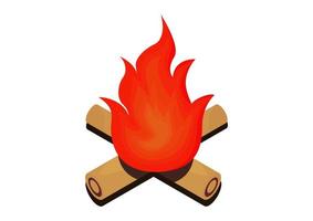 illustration of a campfire with reddish orange flames vector