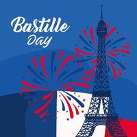 Bastille day eiffel tower vector