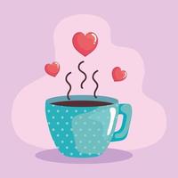 coffee cup and hearts vector