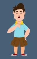 cute boy coughing vector