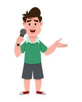 cute boy sing a song vector