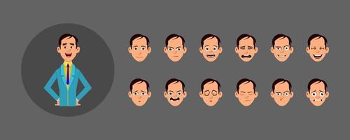 People with different facial expression set.  Different facial emotions for custom animation, motion or design. vector