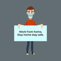 work from home, stay home stay safe vector