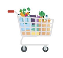 Groceries inside cart vector