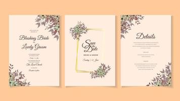 plantilla de invitación de nupcias de boda de flores florales románticas vector