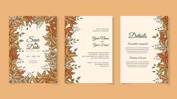 Modern floral wreath wedding invitation card template premium flower vector