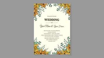 botanic wedding nuptials invite card template wild flowers foliage vector