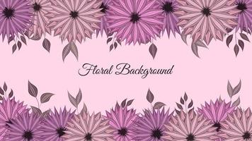 Colorful spring floral background template with elegant flowers. vector