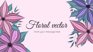 Fondo de borde de vector floral con lugar de texto de flores multicolores