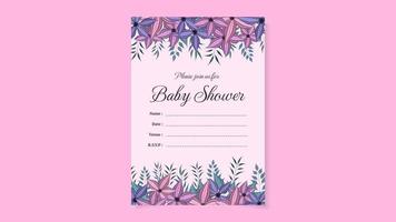 baby shower party invite card floral flower background cute editable vector