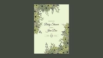 Baby Shower floral Invite Card for baby boys or girls. cute flowers vector