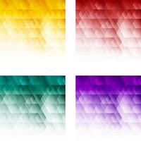 Set of abstract geometric hexagon pattern yellow, red, green, purple background, Creative design templates, Vector illustration
