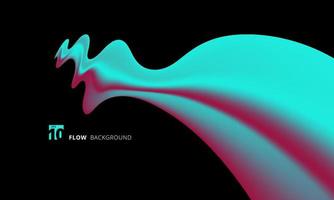 Abstract 3D blue and pink color liquid composition with smooth gradient shape perspective on black background. vector