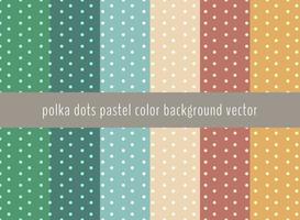 Set of polka dots pattern on pastels green, yellow, blue and brown color background. vector