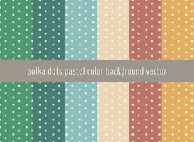 Set of polka dots pattern on pastels green, yellow, blue and brown color background. vector