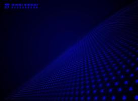 Abstract technology futuristic data visualization particle dynamic blue dots pattern on darkness background and texture with copy space. vector