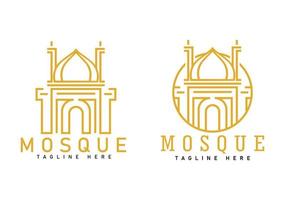 Simple mosque mono line logo. vector