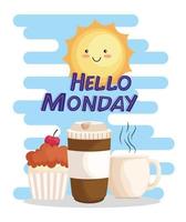 hello monday card vector