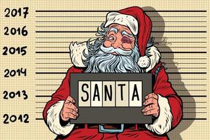 Criminal Santa Claus arrested, 2017 New year vector