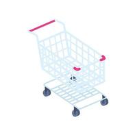 isometric cart shopping vector