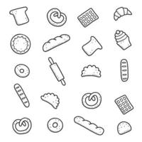 Hand drawn set of bakery and baking elements. Vector illustration.