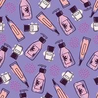 Hand drawn seamless pattern of makeup vector