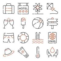 Pack of Summer and Travel Linear Icons vector