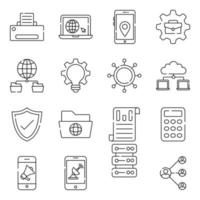 Pack of Network and Hosting Linear Icons vector