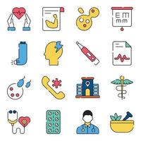 paquete de iconos planos de instrumentos médicos vector