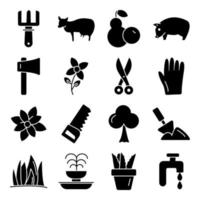 Pack of Organic Farming Solid Icons vector