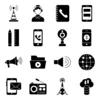 Pack of Network and Technology Solid Icons vector