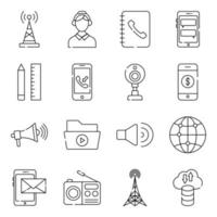 paquete de iconos lineales de red y tecnología vector