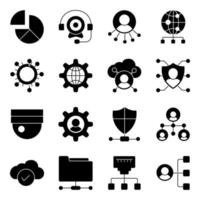 Pack of Network and Setting Solid Icons vector