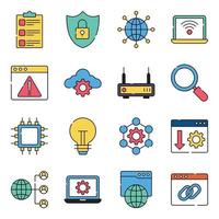 Pack of Networking and Communication Flat Icons vector