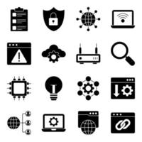 Pack of Networking and Communication Solid Icons vector