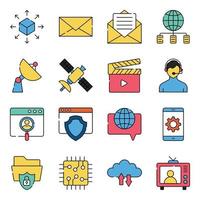 Pack of Networking Flat Icons vector