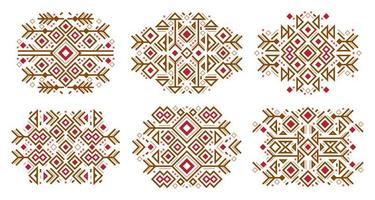 Set of fashion mexican, aztec, native american patterns. Navajo elements vector