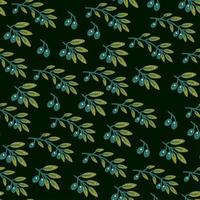 Olive branch seamless pattern in hand drawn style