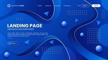 Website landing page design with abstract background vector