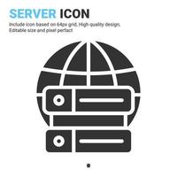 Server icon vector with glyph style isolated on white background. Vector illustration database sign symbol icon concept for digital IT, logo, industry, technology, apps, web, ui, ux and all project