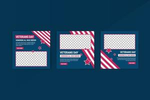 Social media post template for veterans day. vector