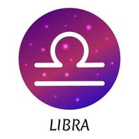 Zodiac sign Libra isolated. Vector icon. Zodiac symbol with starry gradient design. Astrological element