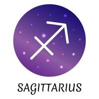 Zodiac sign Sagittarius isolated. Vector icon. Zodiac symbol with starry gradient design. Astrological element