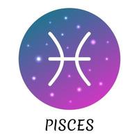 Zodiac sign Pisces isolated. Vector icon. Zodiac symbol with starry gradient design. Astrological element