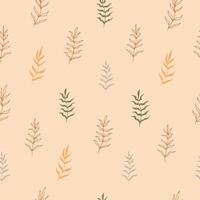 Seamless vector pattern with minimal boho plants