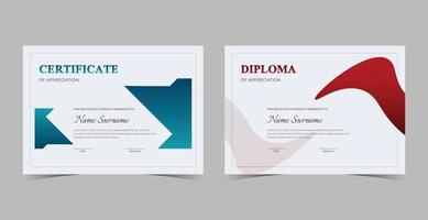 plantilla de certificado de reconocimiento, certificado de logros, plantilla de diploma de premios vector