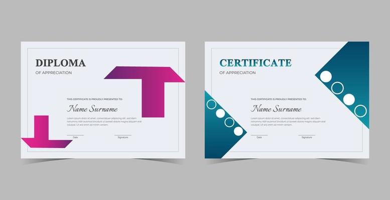 Certificate of Appreciation template, certificate of achievement, awards diploma template