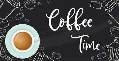 Coffee break, stylish coffee dark background - Vector