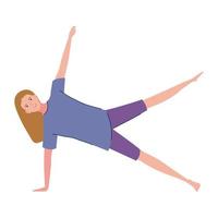 mujer rubia haciendo yoga vector
